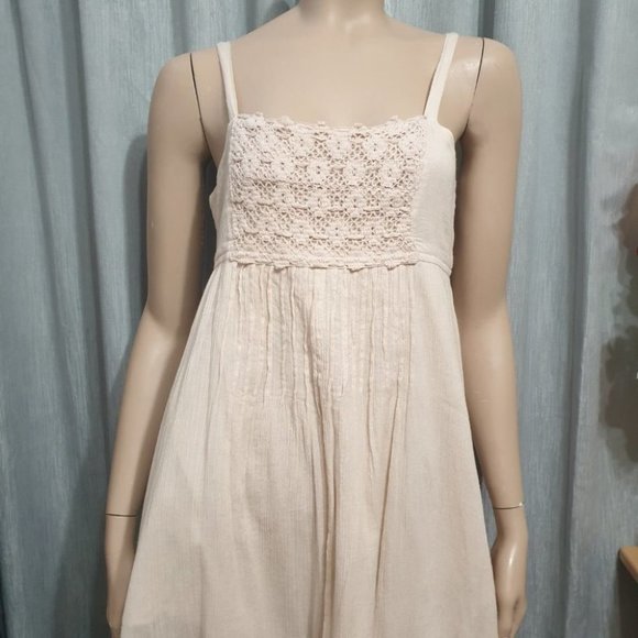 FOREVER NEW AU-8 Light Peach Dress Lined Empire Line Waist w/ Embroidery A-Line - Picture 6 of 14
